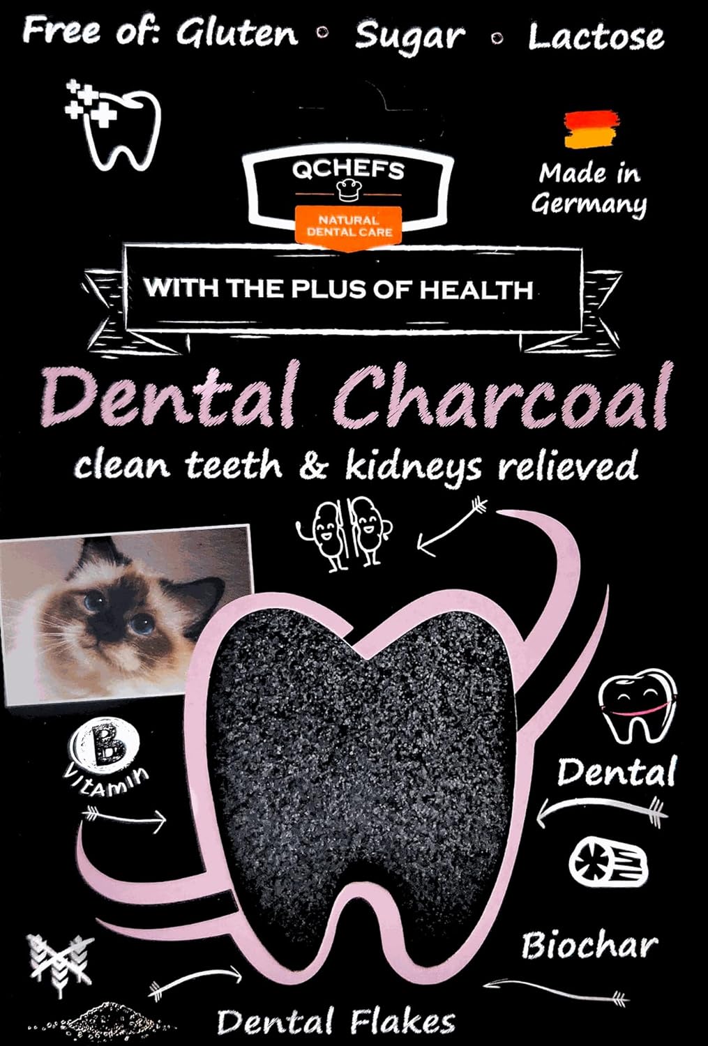 QCHEFS Dental Charcoal for Cats – Two Month Supply* - Food Topper - After Meal Licking Treat, Oral Health Snack with Amino Acids.