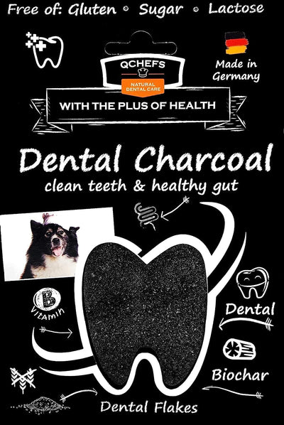 QCHEFS Dental Charcoal for Dogs – One Month Supply* - Food Topper - After Meal Licking Treat, Oral Health Snack with Amino Acids.