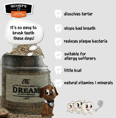 QCHEFS Dental Flakes for Dogs – One Month Supply* - Food Topper - After Meal Licking Treat, Oral Health Snack with Amino Acids.