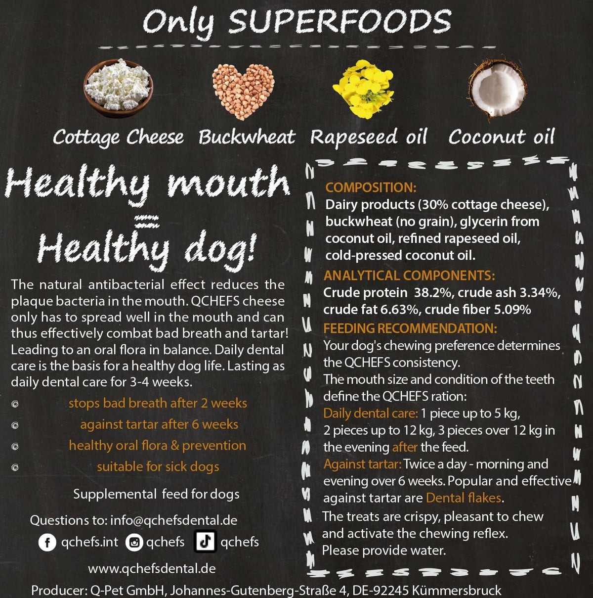 Qchefs Sizzles for Dogs - One Month Supply* - Oral Health Snack with Amino Acids