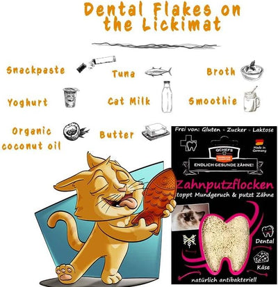 QCHEFS Dental Flakes for Cats – Two Month Supply* - Food Topper - After Meal Licking Treat, Oral Health Snack with Amino Acids.