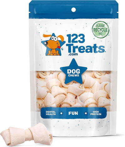 3-4 inches Rawhide Bones Chews | Premium Rawhide Dog Chews (15, 25, 50 or 100 Count)
