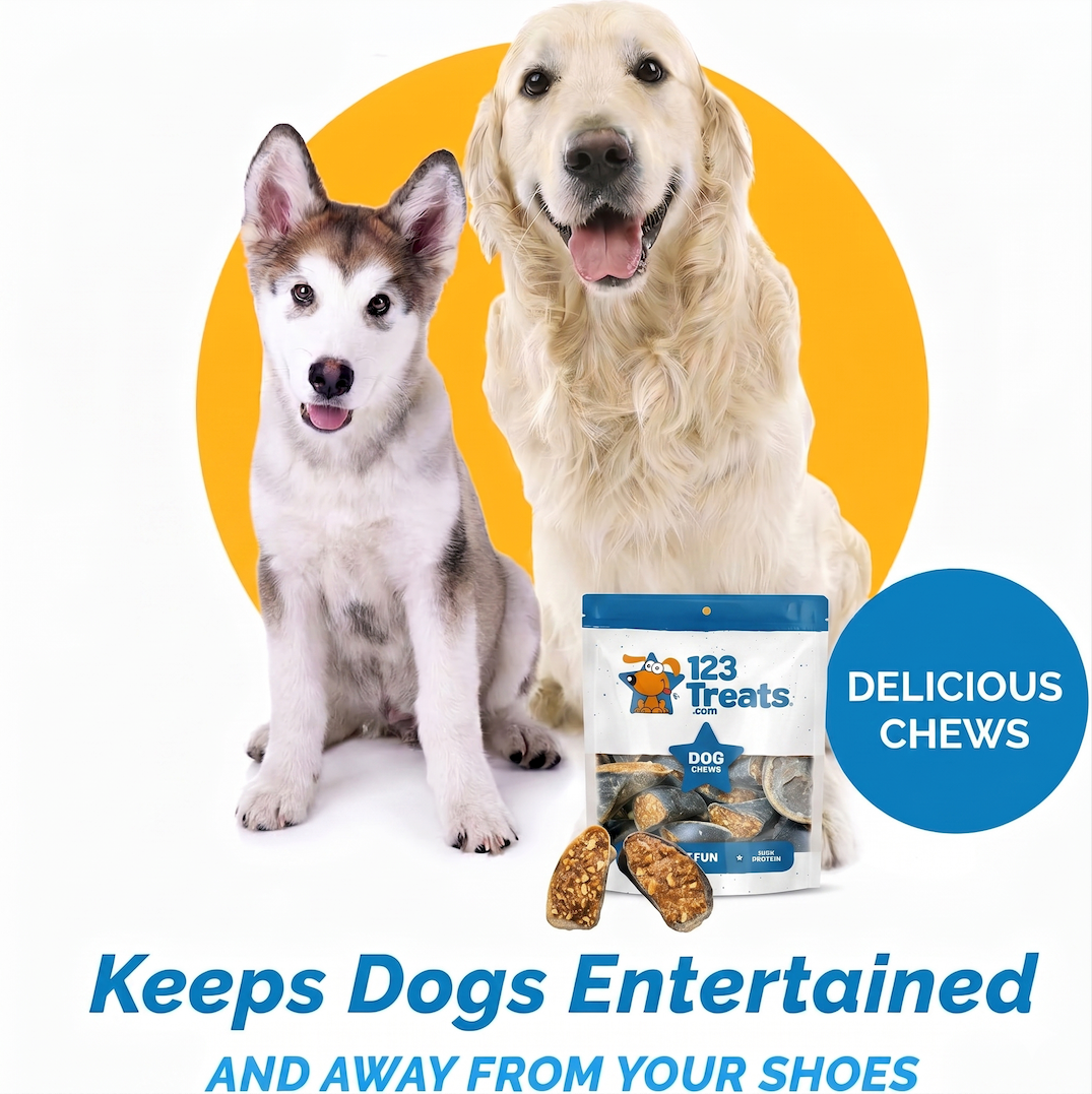 PEANUT BUTTER FILLED COW HOOVES 3 or 10 Count - 100% Natural Dog Dental Treats | Beef Hoof From 123 Treats