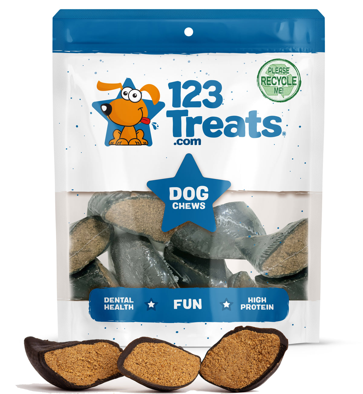 Beef Filled Cow Hooves (3 or 10 Count) 100% Natural Dog Dental Treats From 123 Treats