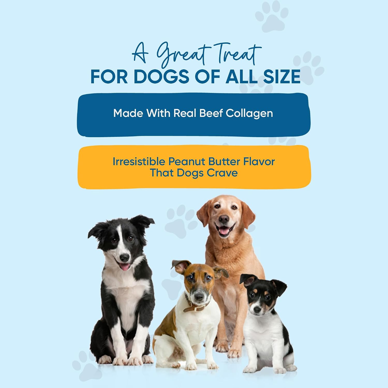 Natural Beef Collagen Bagel Peanut Butter Flavor chews for Dogs 3 inches - 6 Count