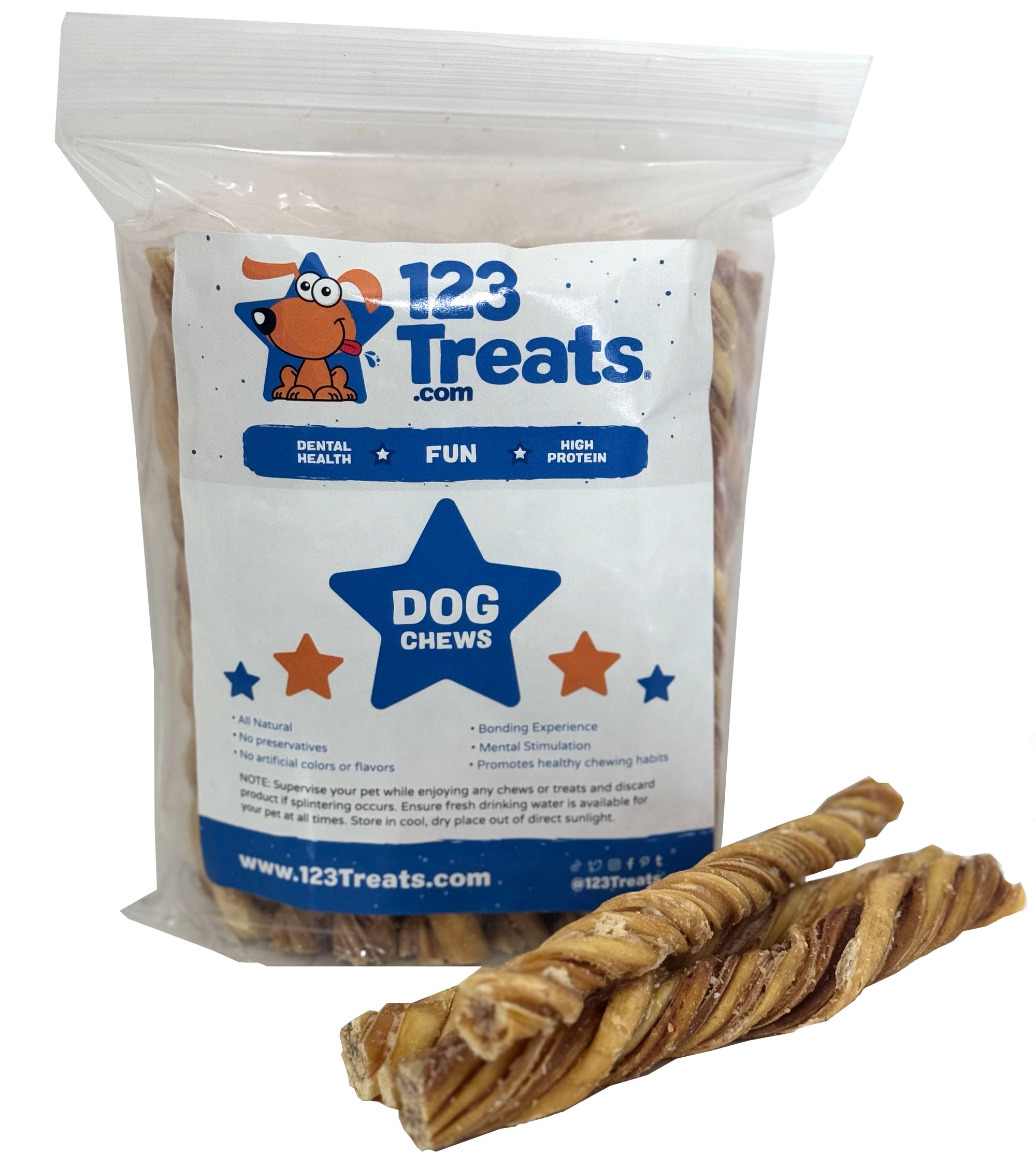 6" Beef Tripe for Dogs (25 Count) | 100% Beef Chews by 123 Treats