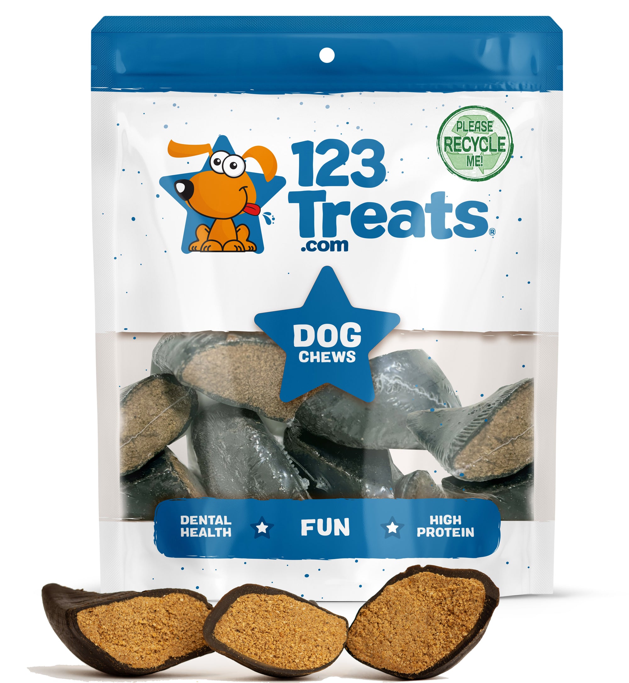 CHEESE FILLED COW HOOVES with Bacon flavor 3 or 10 Count | 100% Natural Dog Dental Treats | Beef Hoof From 123 Treats