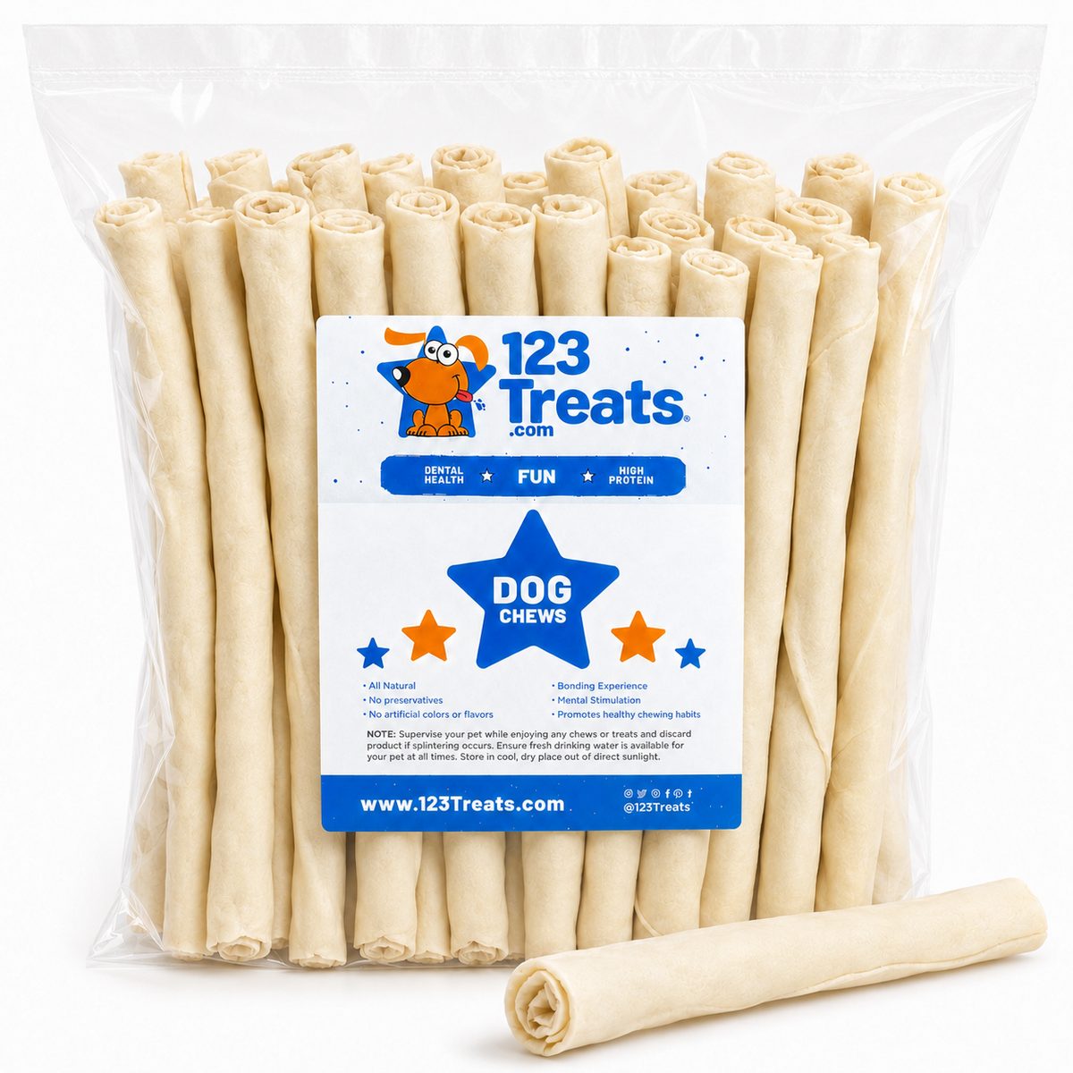 9 - 10 inches Rawhide Rolls dog chews (6, 24, or 36 Count) - 100% Natural Beef Hide Chews
