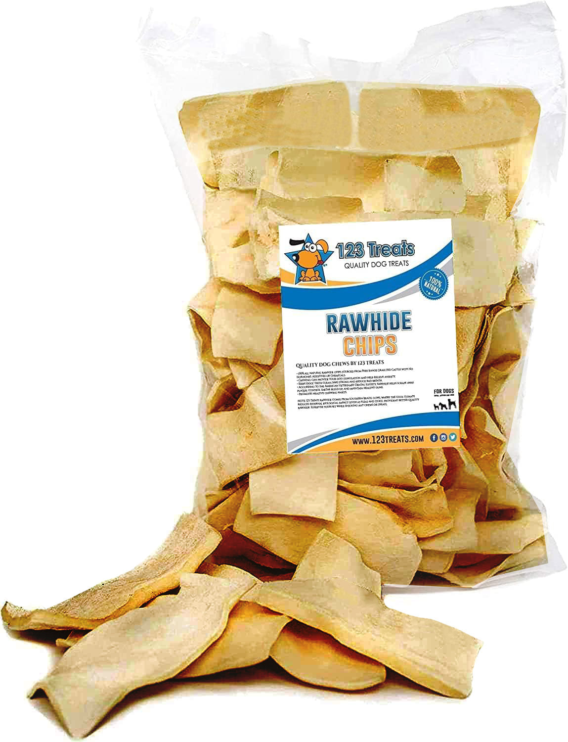 Rawhide Smoked Chips Dog Chews | 100% All-Natural Grass-Fed Free-Range Beef Hide for Dogs