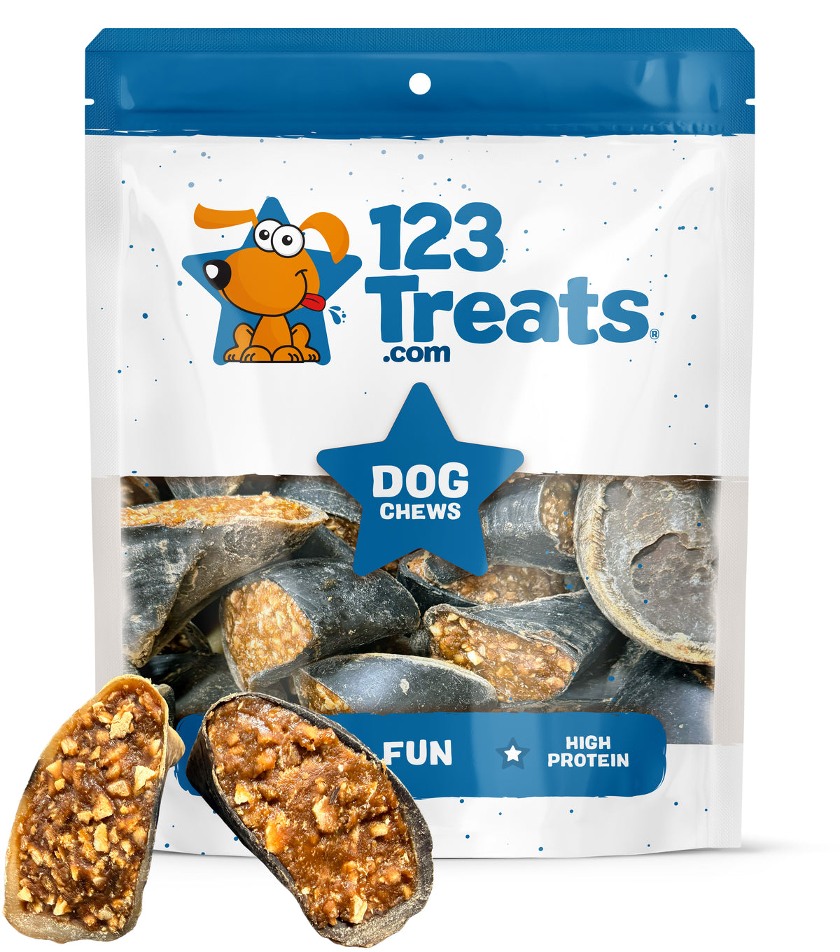 PEANUT BUTTER FILLED COW HOOVES 3 or 10 Count - 100% Natural Dog Dental Treats | Beef Hoof From 123 Treats