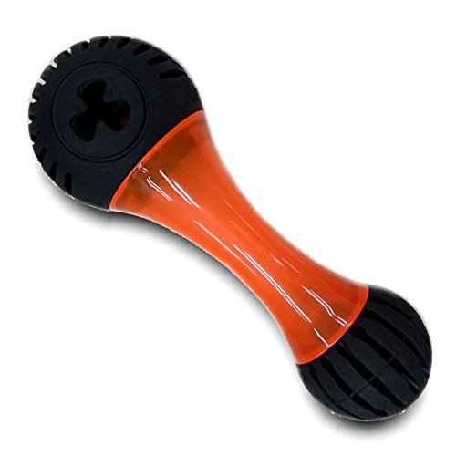 Medium Chewing Squeeze Bone Dog Toy with Dental Twist Caps Midi