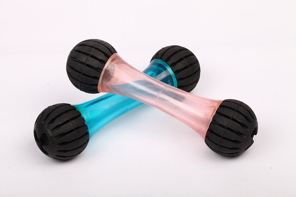 Small Chewing Squeeze Bone Dog Toy with Dental Twist Caps Mini