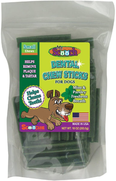 DENTAL CHEW STICKS Small or Large for Dogs Made in USA - by Mr. Scooch -  Helps Remove Plaque, Tartar and Freshens Breath for Teeth Health