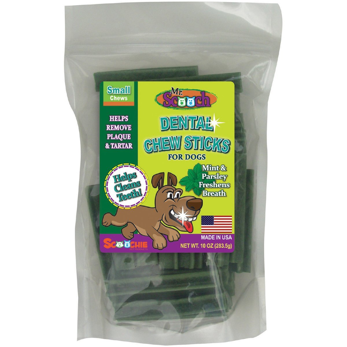 DENTAL CHEW STICKS Small or Large for Dogs Made in USA - by Mr. Scooch -  Helps Remove Plaque, Tartar and Freshens Breath for Teeth Health