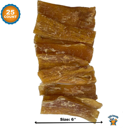 Backstrap 6 inches Chews for Dogs |12 Ounces or 25 Count | Beef Straps Dog Sticks - 100% Natural Tendon Dog Chews
