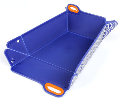 Japanese Blue Chop2bowl Dog and Cat Travel Collapsible Water and Food Bowl Snap on Chopping Board