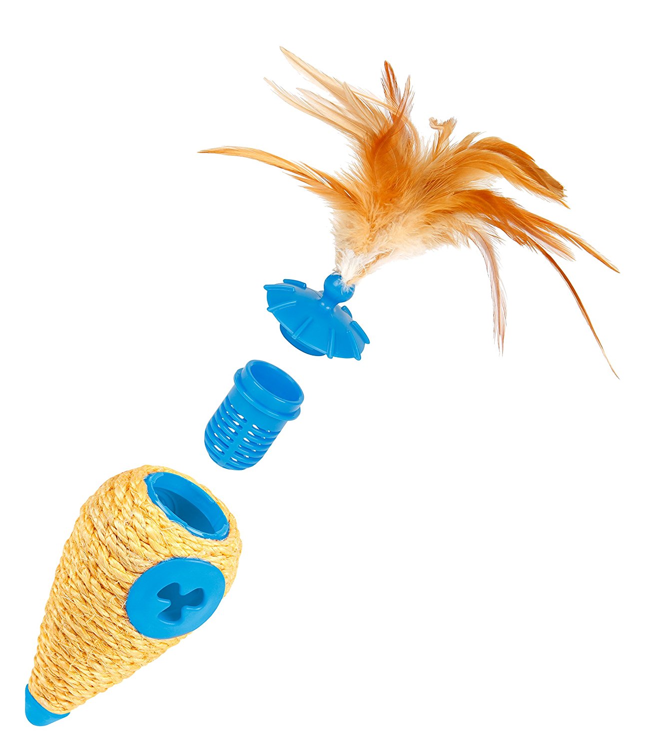 Carrot Roll Play 3 in 1 Catnip Holder, Treat Dispenser, and Sisal Scratcher Cat Toy Blue
