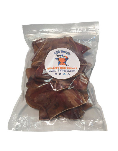 Mini Pig Ears Chews 30, 50, 100 or 200 Count | Healthy dog treats - Cut Pork Ear for dogs | 100% Natural USDA Approved Chews from 123 Treats