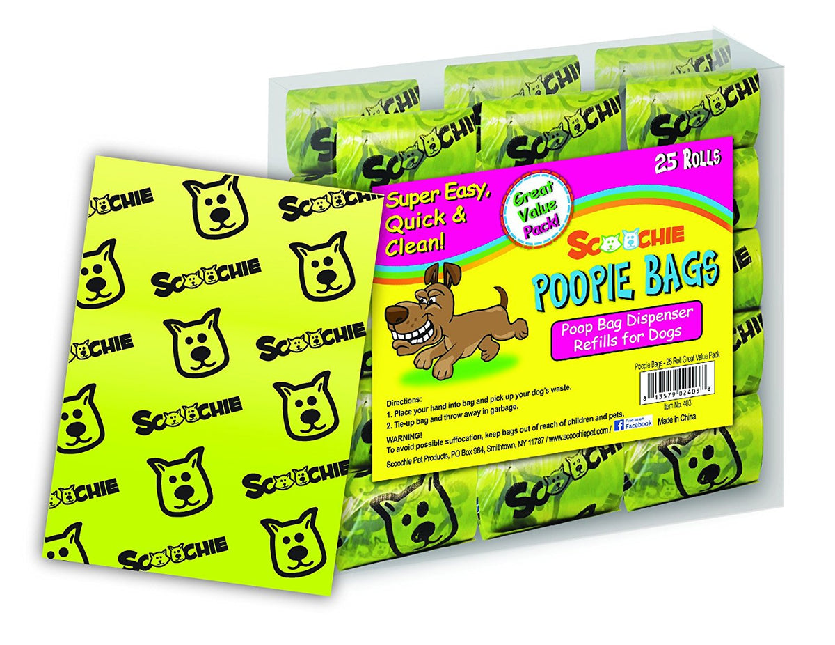 Dog Waste Bags Bulk | Scoochie Poop Bags | 25 Pack | 500 Bags | Dog Poop Bags