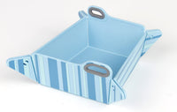 Travel Collapsible Water and Food Bowl for pets - Blue stripes