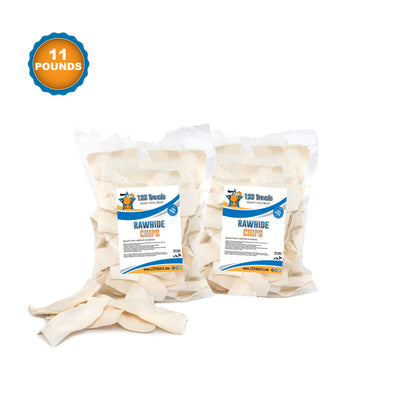 Natural Rawhide Chews for Dogs (1,2, 3, 6 and 11 Lbs) Beef Hide Chips by 123 Treats