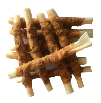 Rawhide Roll Twist Chicken Basted 5" - (50 Count) Made in South America