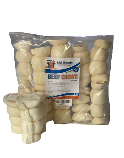 Thick Beef Cheek for dogs - 5-6" Rolls (10 Count) by 123 Treats