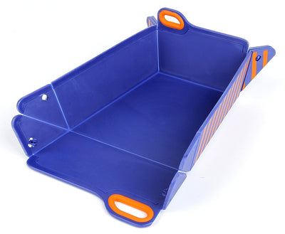 Dark Blue & Orange Chop2bowl Dog and Cat Travel Collapsible Water and Food Bowl Snap on Chopping Board