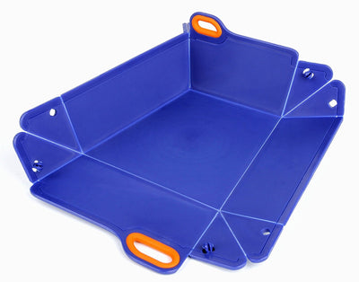 Dark Blue & Orange Chop2bowl Dog and Cat Travel Collapsible Water and Food Bowl Snap on Chopping Board