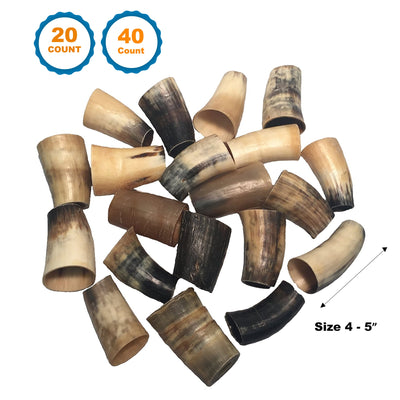 4 to 5 inch | BEEF HORNS - 100% Natural Long lasting Horns for dogs 20 or 40 Count | Water Buffalo Dog Chew