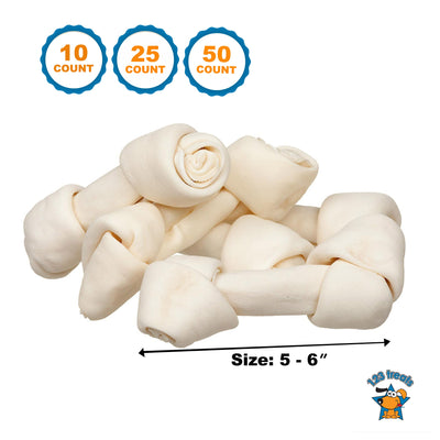 5-6 inches Rawhide Bones | 100% Natural Beef Hides Chews (10, 25 or 50 Count)