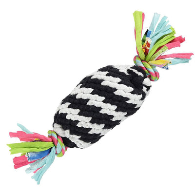 Scoochie Pet Products Super Rope Gummer with Squeaker Dog Toy, Black and White