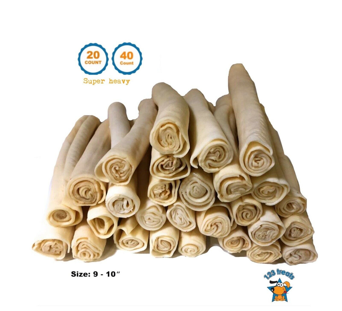 9 inches Rawhide Retriever Roll | Thick retriever roll for dogs (20 or 40 Count)